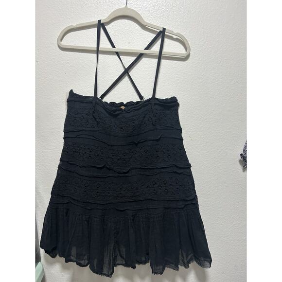 Free People Shailee Slip Shear Razorback Black Dress Size M - Picture 6 of 7